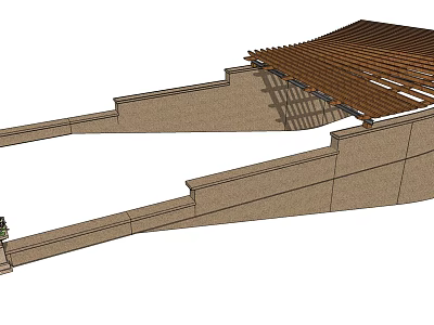 Traditional Architectural Structure With Wooden Roof Stone Walls And Classic Design Elements 3d model