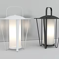 Modern Portable Outdoor Lamps White And Black With Hanging Handle Illuminated
