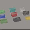Multi Colored Plastic Storage Baskets in Various Styles for Home Organization 3d model
