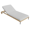 Modern Lounge Chair With Wooden Frame Gray Striped Cushion And Black Legs