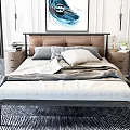 Nordic Background Double Bed Double Bedding Combination 3d model