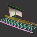 Traditional Wooden Boat With White Sail And Colorful Striped Hull Design