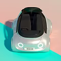 Futuristic ROHNO Car With Silver Body And Black Roof Round Headlights On Colorful Gradient Background