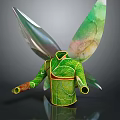 Fairy Character Wearing Leaf Costume With Transparent Green Wings And Natural Details