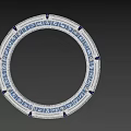 Cartoon Scene Circular Decorative Ring With Blue White Ornate Patterns On Black Background 3d model