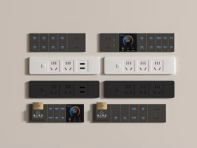 Modern Switch Panel With Multiple Sockets USB Ports And Sleek Design For Home Use 3d model