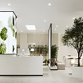 Modern Dental Clinic Reception Area With Green Plants Wooden Desk And Comfortable Seating