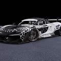 Black And White Race Car With Patterned Body 125 Number And Sleek Design