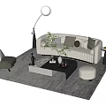Modern sofa coffee table combination 3d model