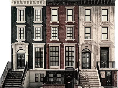 Traditional Single Family House Exterior With Porches Steps And Multiple Windows 3d model