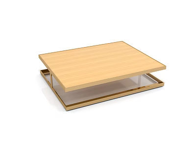 Modern Wooden Coffee Table With Removable Top Surface And Transparent Lower Shelf 3d model