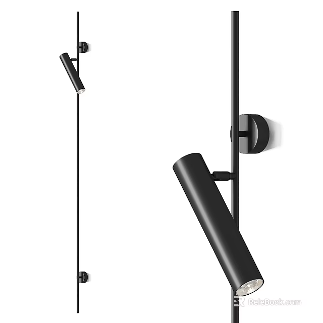 Sleek Modern Black Wall Lamp Design With Adjustable Arm And Matte Finish 3d model 