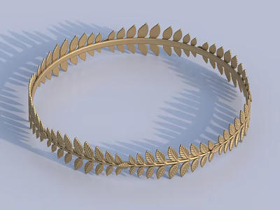 Elegant Gold Leaf Shaped Jewelry Headband With Intricate Decorative Design Details 3d model