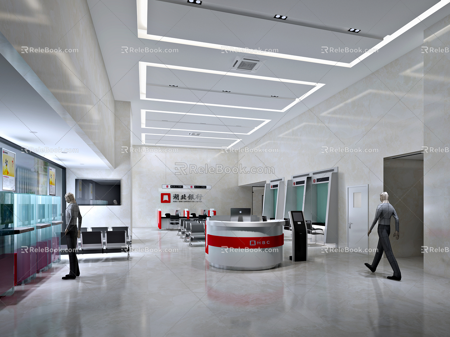 Modern Hall Bank Services Hall 3d model