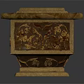 Ornate Dark Brown Decorative Box With Intricate Carved Patterns And Gold Accents
