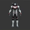 Game Movie Robot Character With White Gray Mechanical Armor Red Blue Accents And Back Weapon