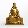 Golden Traditional Seated Figure Sculpture With Intricate Carving And Base
