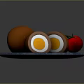 Fresh Red Tomatoes With Green Stems On Blue Plate And Sliced Vegetable Rolls