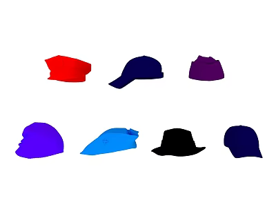 Colorful Stylish Hats Featuring Multiple Styles And Various Colors Like Red Blue Purple Black 3d model