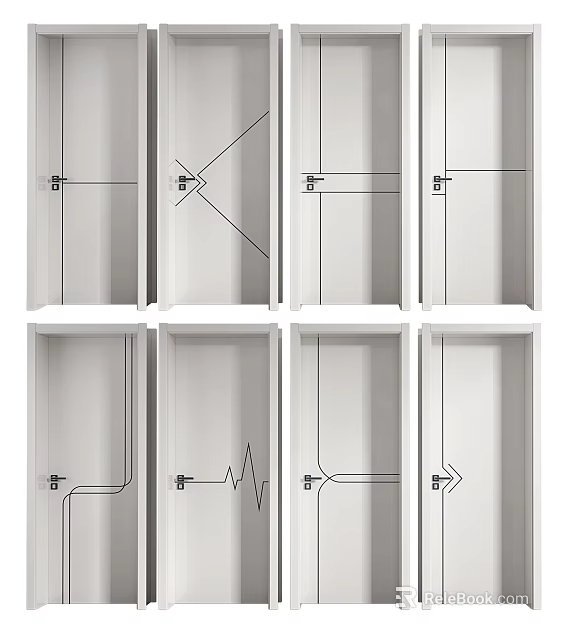 Different Swing Door Design Options With Hinge Systems And Structure Details 3d model