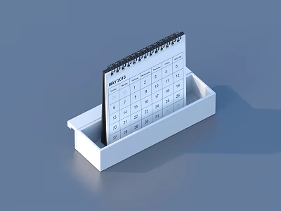 Practical Spiral Bound Desk Calendar with White Holder for Home Office Showing March 2015 3d model