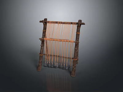 Rustic Handcrafted Wooden Weaving Furniture With Woven Rope And Natural Wood Frame 3d model