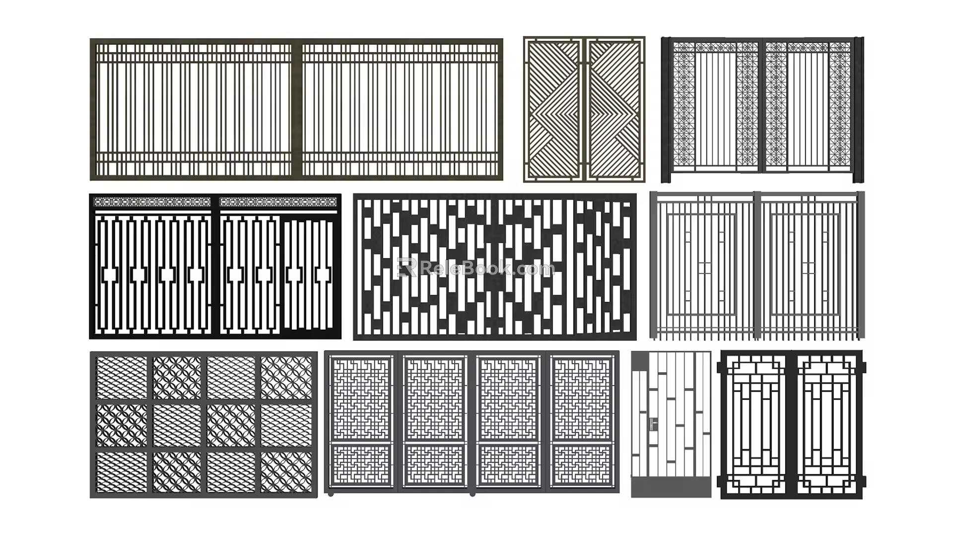 New Chinese Style Gate Iron Gate 3d model