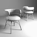 Modern Dining Chairs with Gray and Green Upholstered Seats and Copper Metal Curved Frame Structure