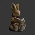 Rabbit Sculpture Holding a Book in Reading Position as Decorative Art Piece