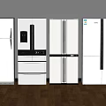 Various Styles of Modern Refrigerators in White and Silver Kitchen Appliance