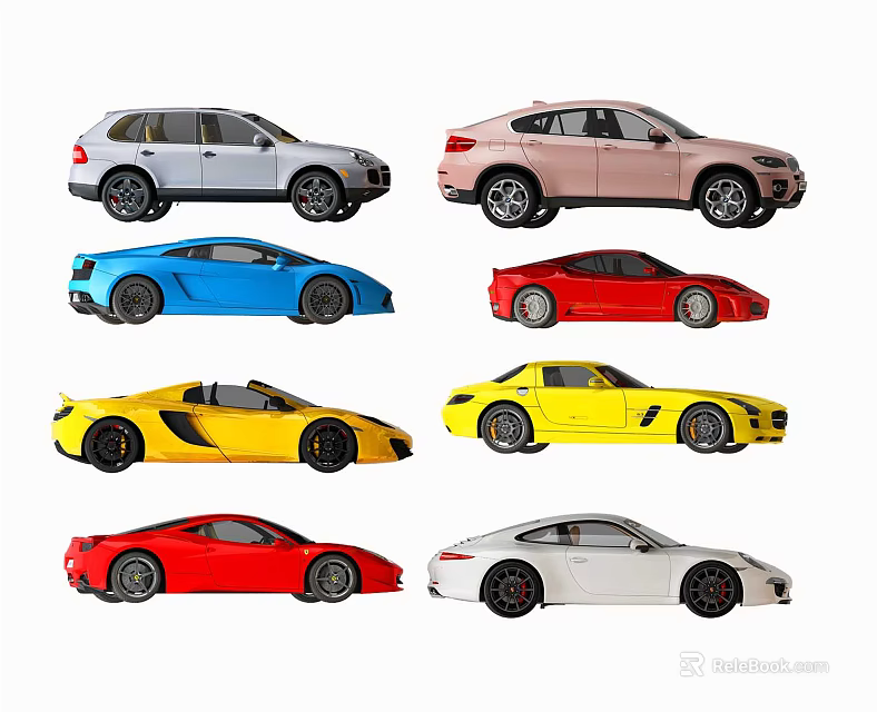 Various Colored Car Models Including SUV And Sports Cars Collection 3d model 