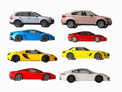 Various Colored Car Models Including SUV And Sports Cars Collection 3d model