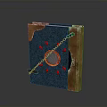 Decorative Lifestyle Box With Blue Cover Brown Edges Orange Circle And Red Accents