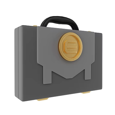 Portable Gray Hard Shell Suitcase With Black Handle And Gold Emblem Design 3d model Portable Gray Hard Shell Suitcase With Black Handle And Gold Emblem Design 3d model