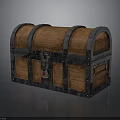 Vintage Style Wooden Storage Chest with Metal Straps and Lock as Home Furniture