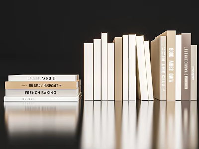 Decorative Book Ornament Set With Various Heights And Neutral Tones For Stylish Home Decor 3d model