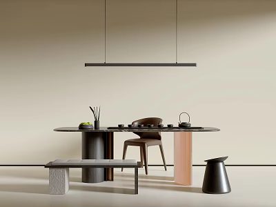 Modern Italian Tea Table and Chair Combination 3d model