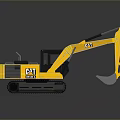 Yellow CAT Excavator Model With Black Tracks And Front Bucket