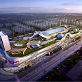 Contemporary Commercial Complex Featuring Modern Architecture Green Roof And Shopping Office Facilities