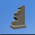Decorative Stone Architectural Component With Scroll Patterns And Central Ornament 3d model