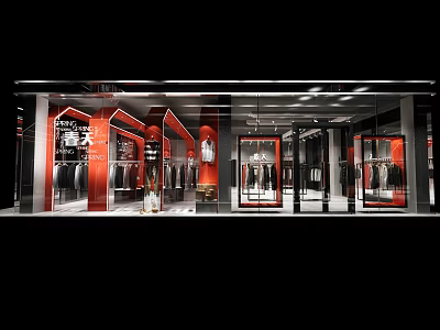 Modern Clothing Store Front With Glass Windows And Fashion Apparel Displays 3d model