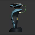 Electric Shaver With Three Blades Blue Body Green Indicator And Black Base