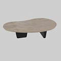 Modern Oval Coffee Table With Natural Stone Top And Black Base 3d model