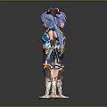 Anime Style Character With Blue Hair And Detailed Outfit Design