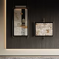 Traditional Chinese Decorative Paintings On Dark Wooden Wall With Artistic Elements