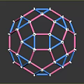 Geometric Sphere Structure with Pink Blue Rods and White Junction Nodes 3d model