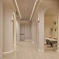 Modern Beauty Hair Salon Interior With Arched Doorways Soft Lighting And Plant Decor