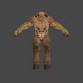 Game Movie Monster Character With Brown Skin Large Horns Sharp Teeth And Muscular Body