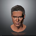 Realistic 3D Male Head Model With Detailed Facial Features And Short Dark Hair