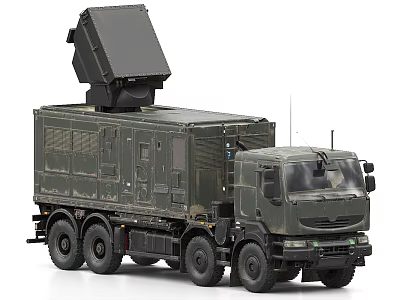 Military Weapon System Mounted On Heavy Duty Truck With Radar Antenna 3d model